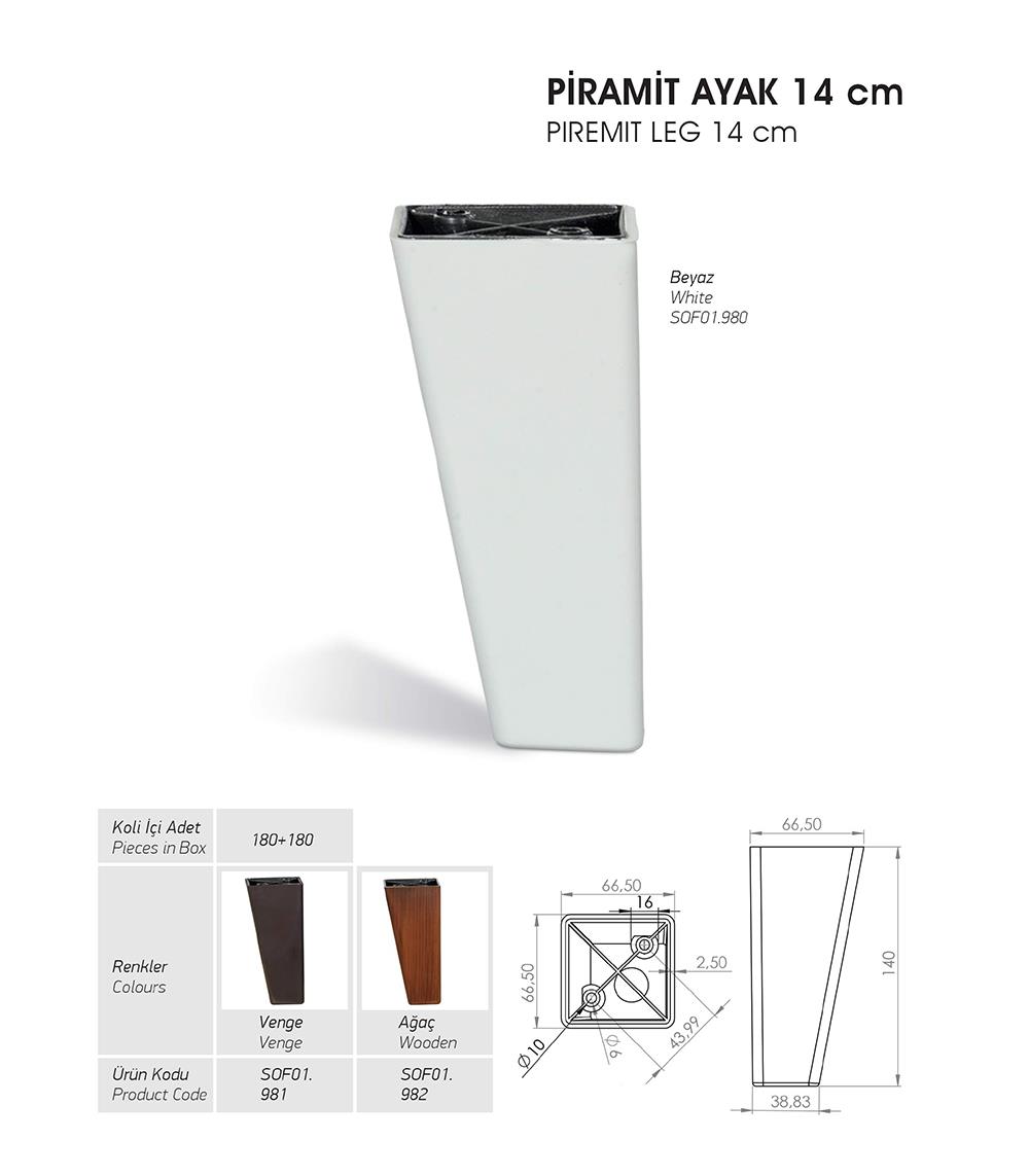 Piramit Ayak 14cm - Beyaz