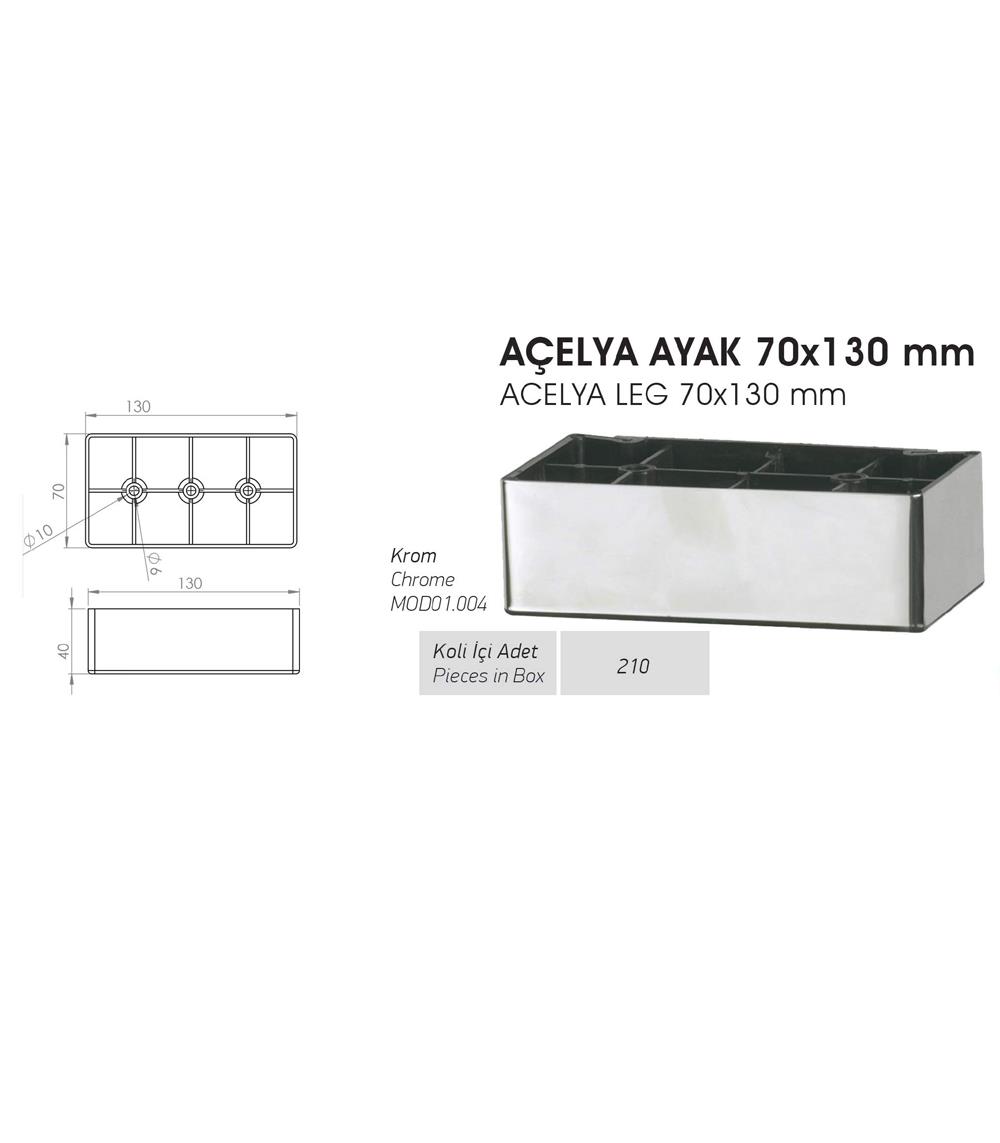 Acelya Ayak 70x130mm - Krom