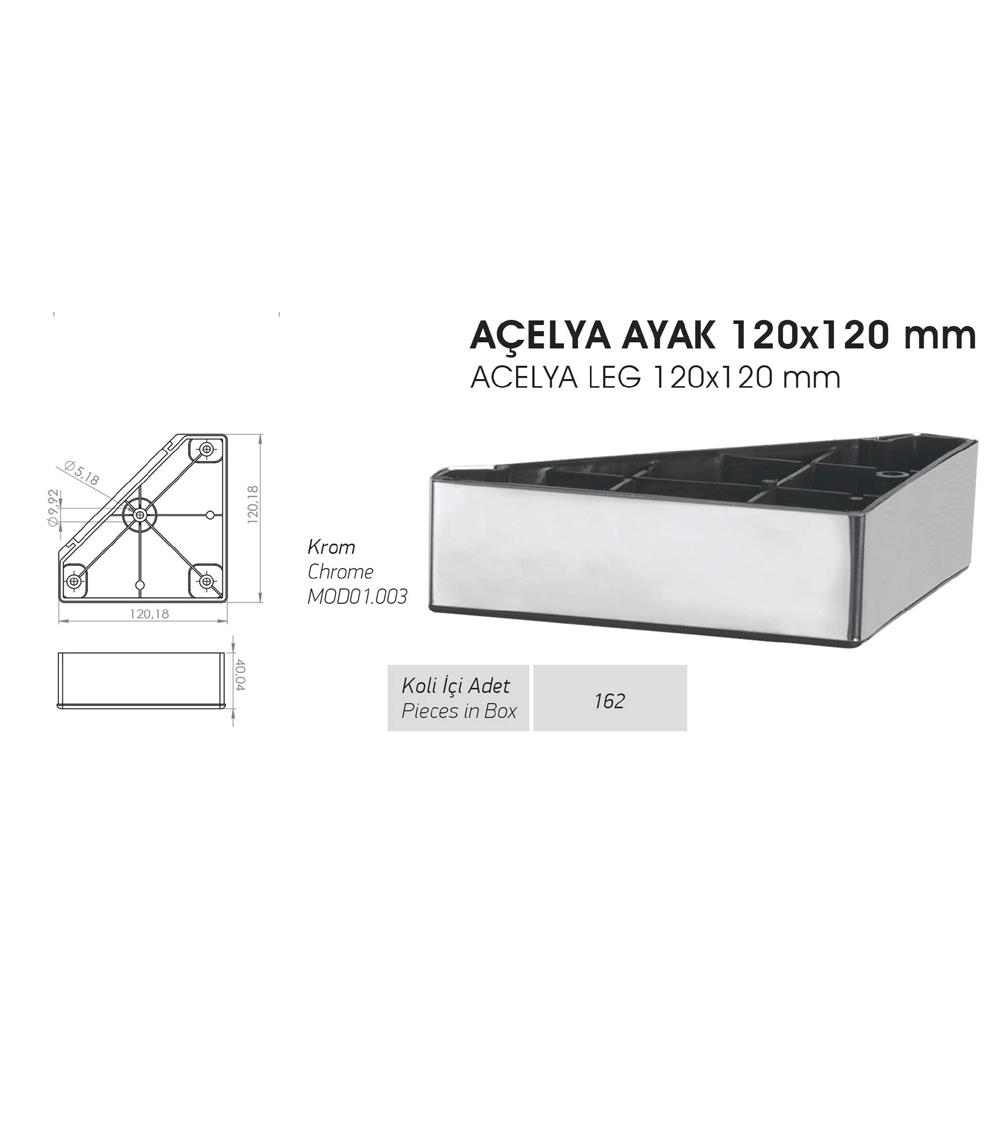 Acelya Ayak 120x120mm - Krom