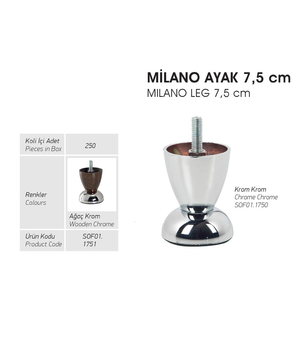 Milano Ayak 7,5cm - Krom Krom